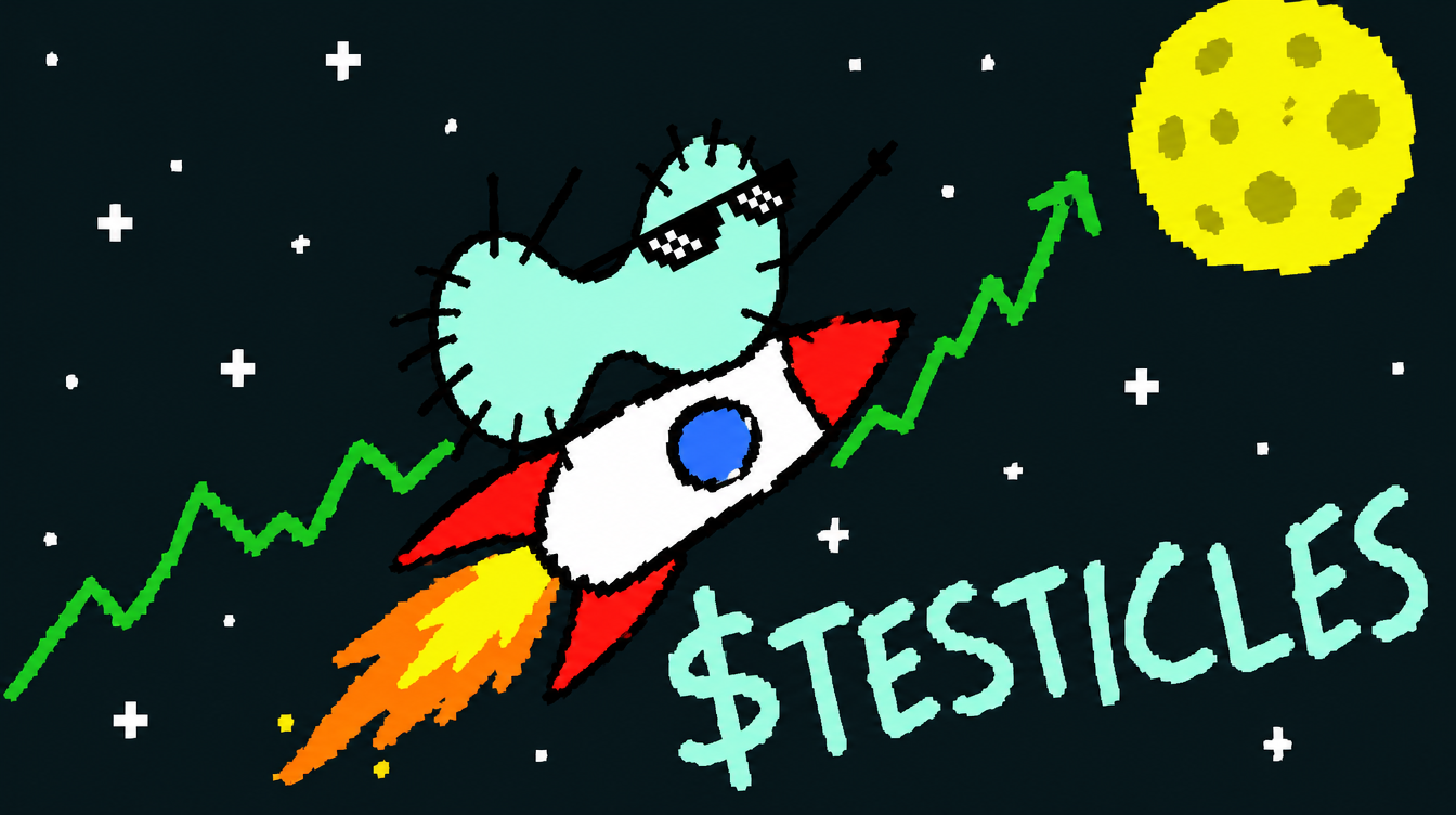 $TESTICLES blob riding a rocket to the moon, drawn in MS Paint